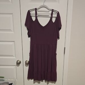Torrid Dark Mauve Cold-Shoulder Dress w/ POCKETS